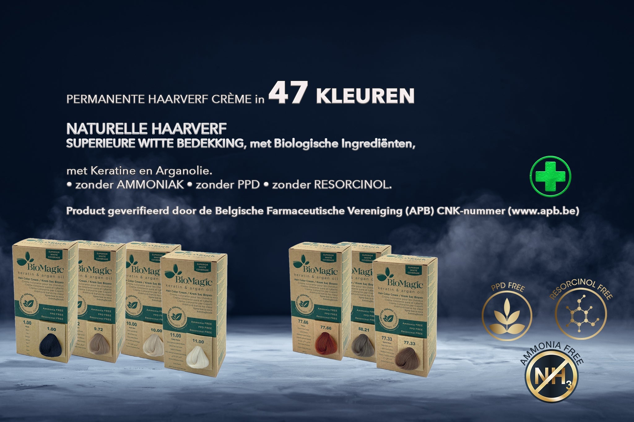 1/01 ZWART DIEP BLAUW – KIT. Permanente haarkleurcrème - BioMagic